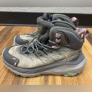 Hoka One One Kaha 2 Gtx Women Size 7.5 B  Hiking Shoes Mid Grey & Blue